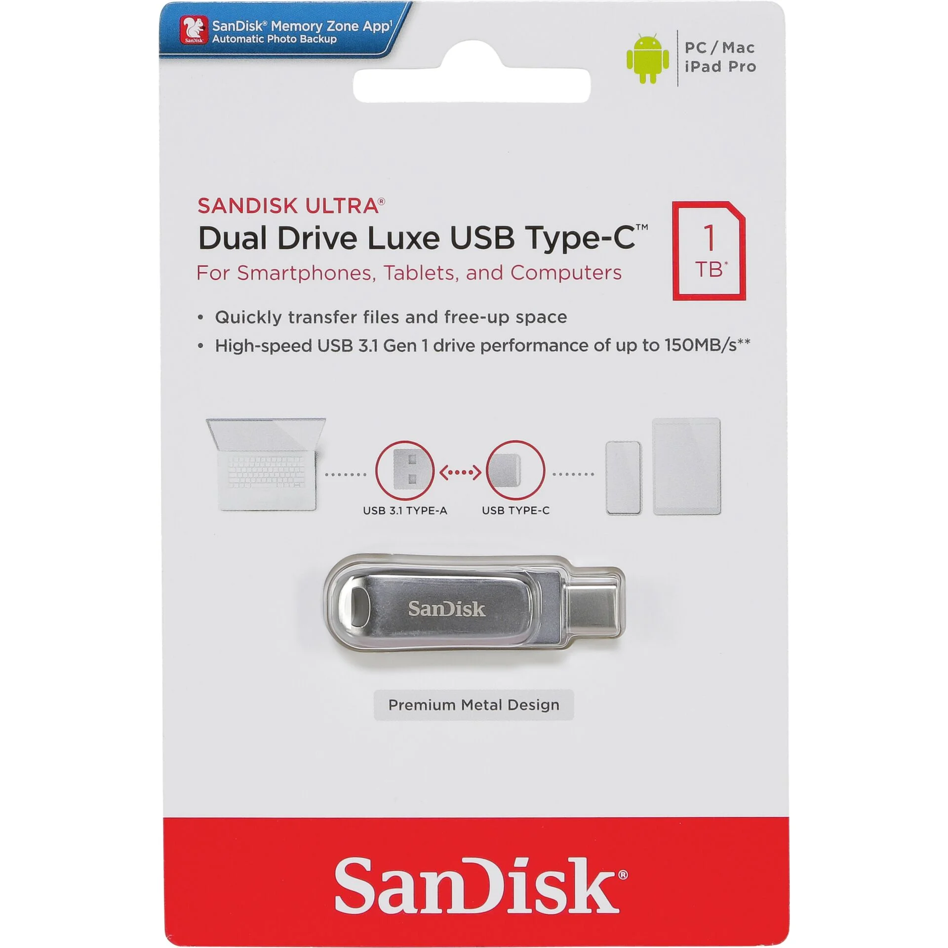 SanDisk stick 1tb usb 3 1 ultra dual drive luxe type c silver Speichermedien