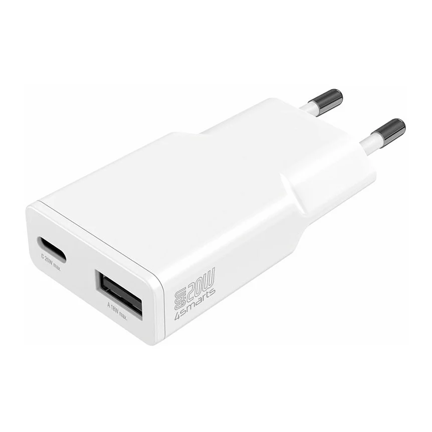 4SMARTS Netzladegert PDPlug Duos Slim 20W GaN USB C A  wei Notebook & Tablet Zubehoer