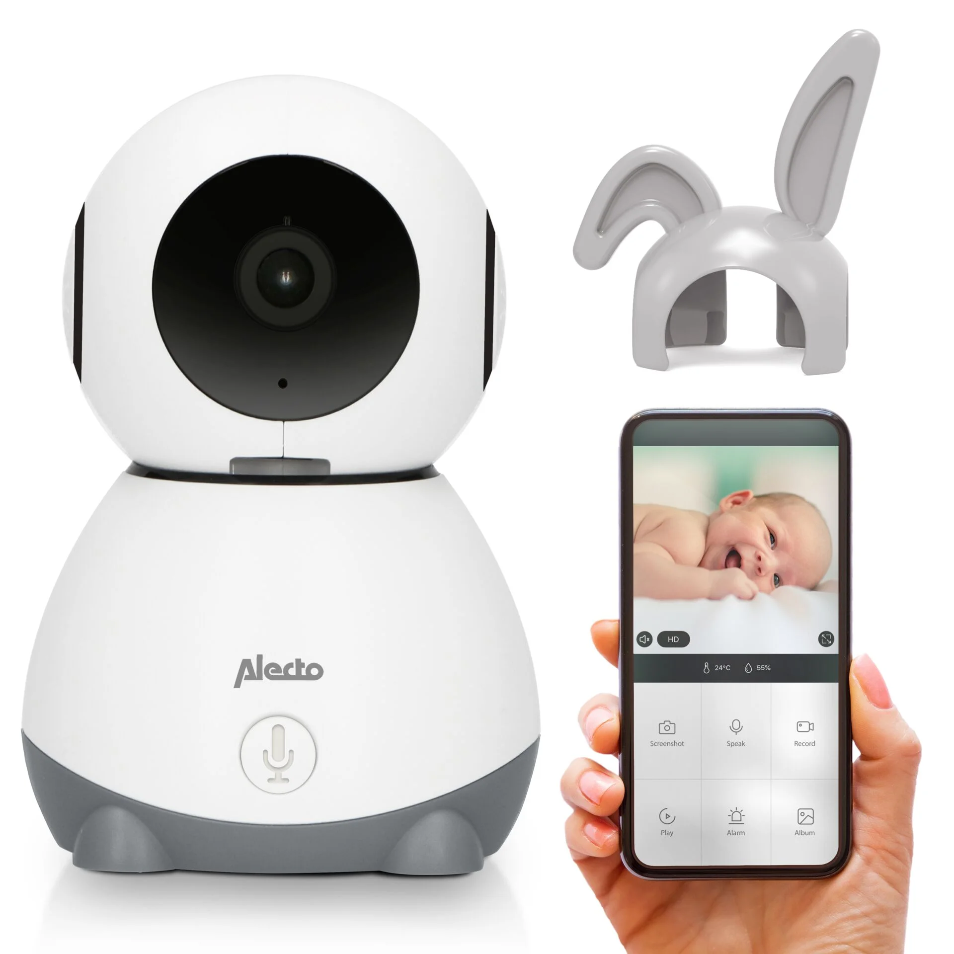 Alecto WLAN Babyphone mit Kamera weiss grau Geschenke zur Geburt/Taufe