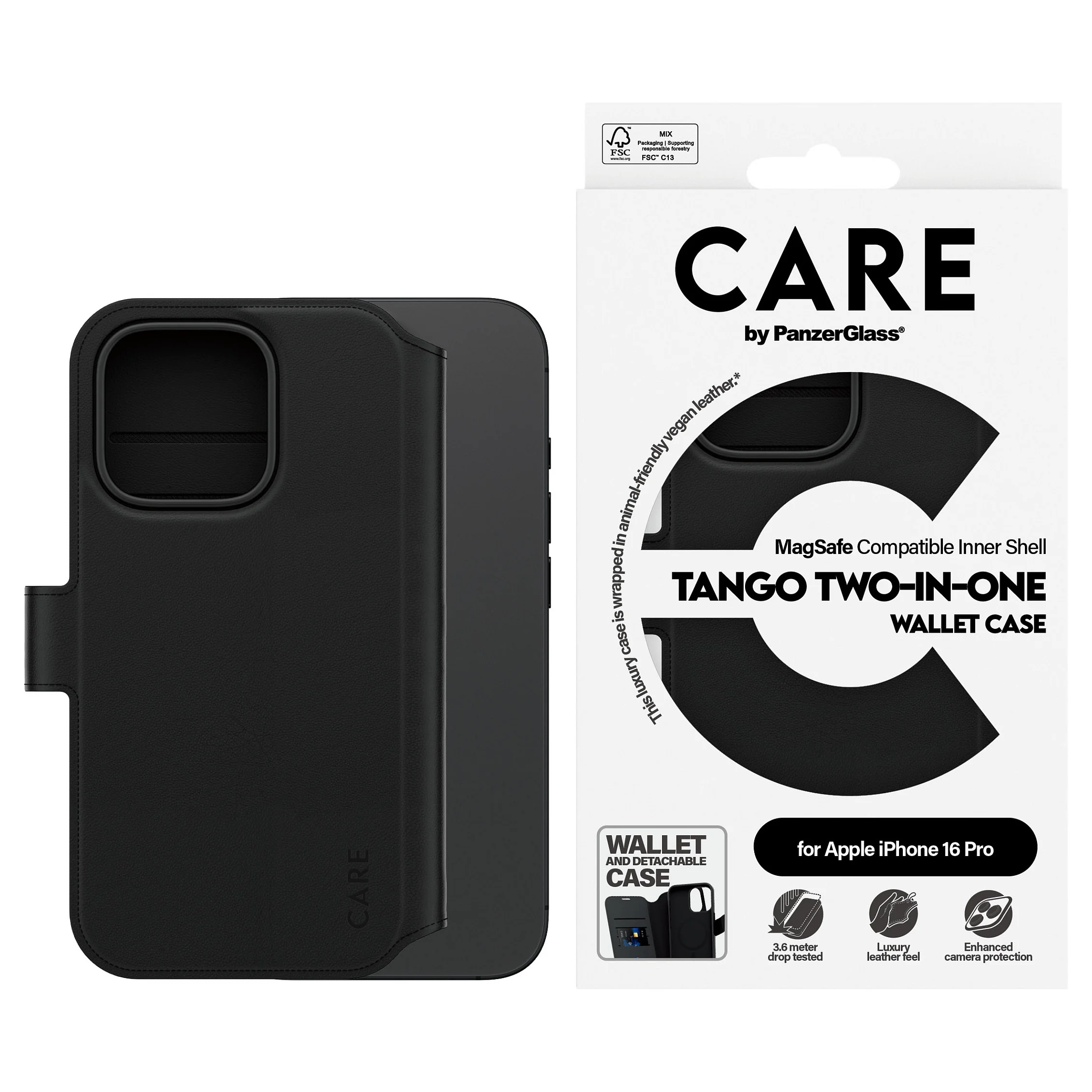 PanzerGlass CARE  by   Tango 2 in 1 Wallet Case m  MagSafe iPhone 16 Pro Notebook & Tablet Zubehoer
