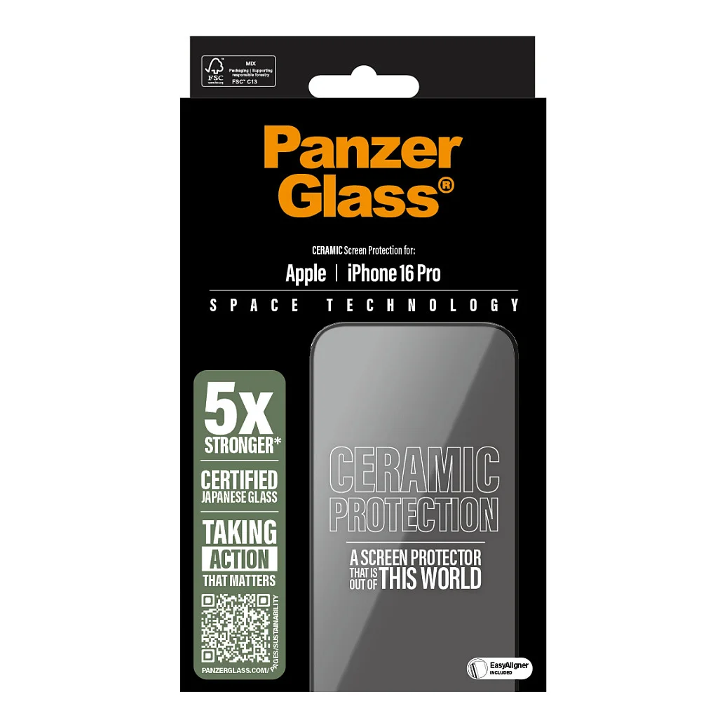 PanzerGlass   Ceramic Displayschutz iPhone 16 Pro   Ultra Wide Fit m  EasyAligner Notebook & Tablet Zubehoer