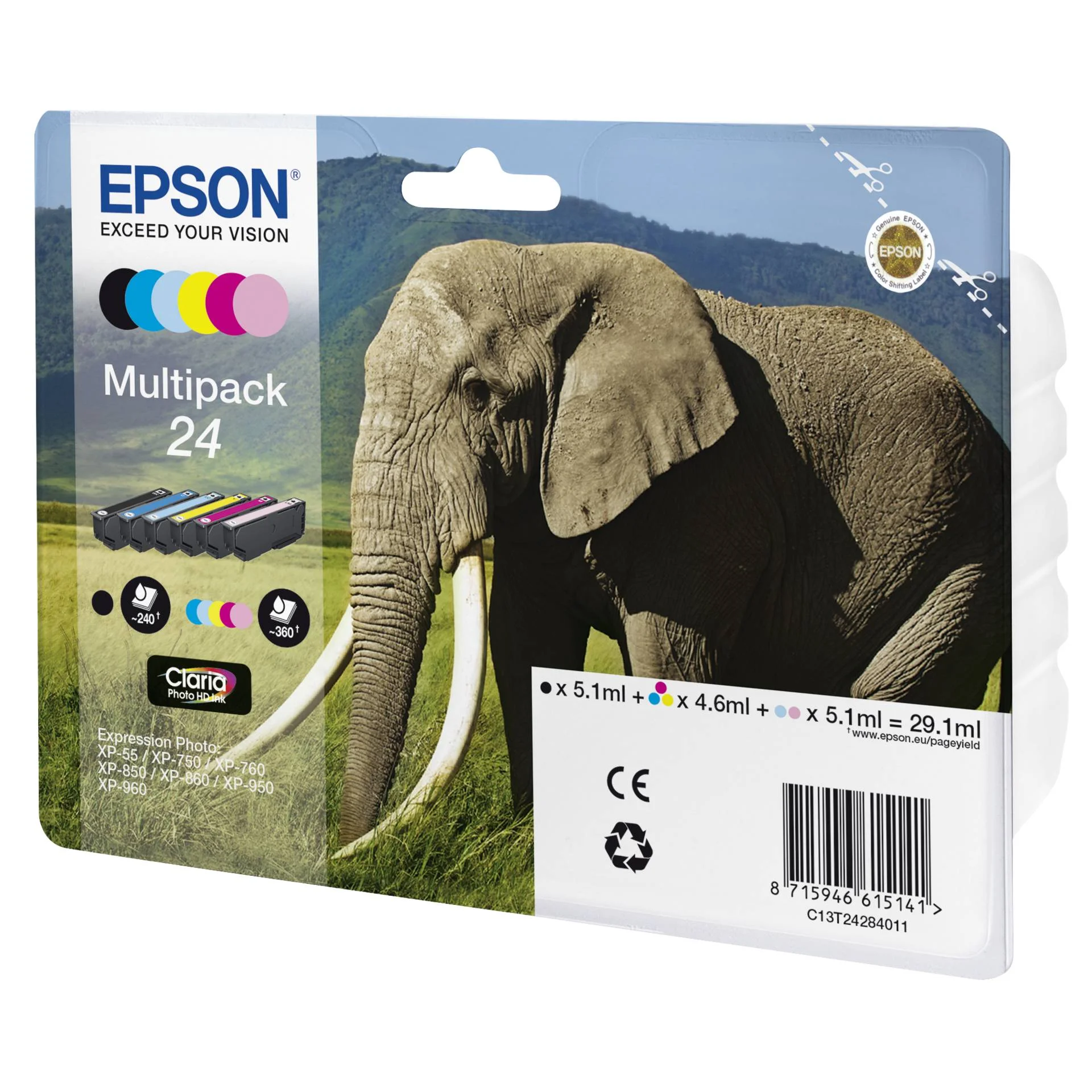 Epson Elephant Multipack 6 colours 24 Claria Photo HD Ink Drucker & Scanner