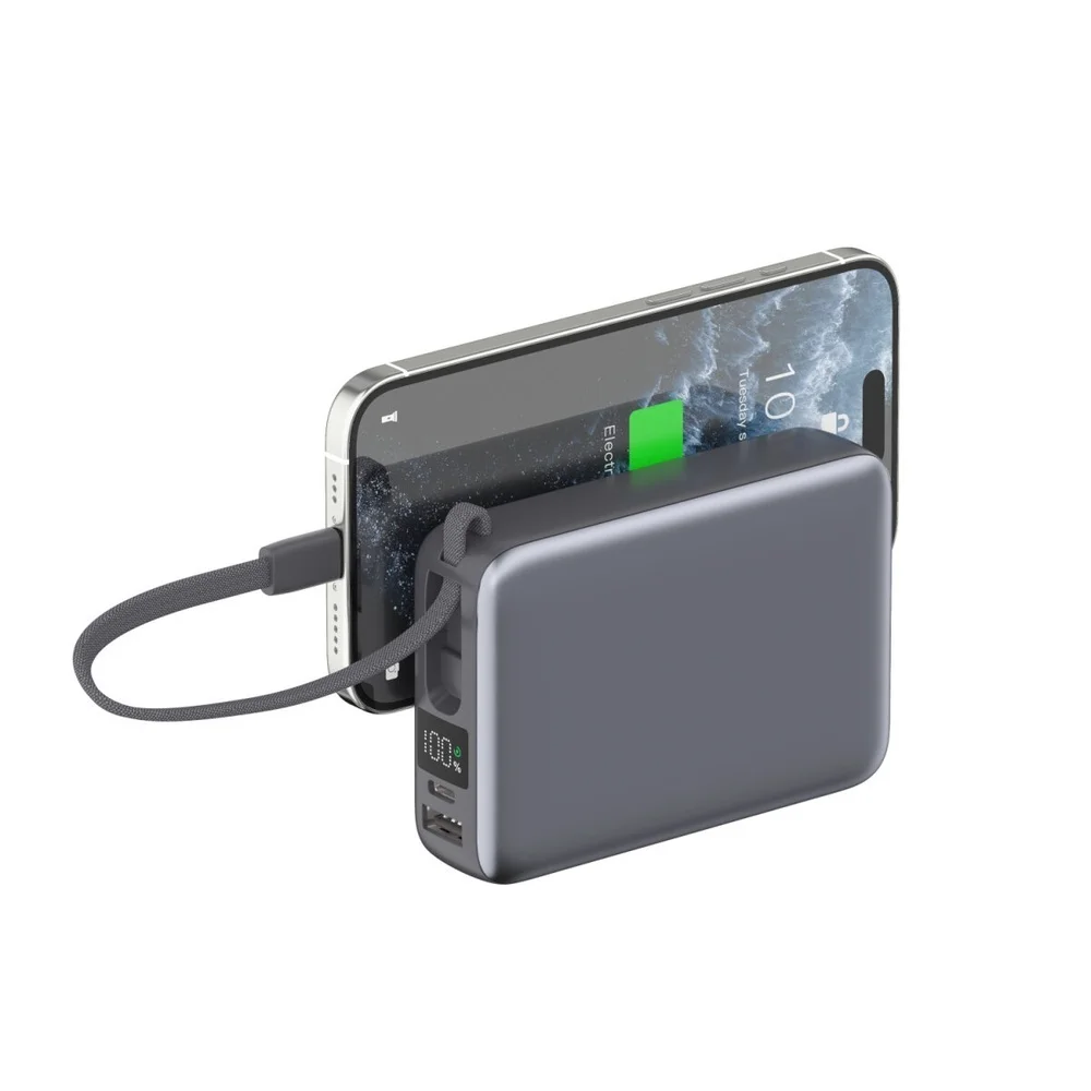 4SMARTS Powerbank 20 000 mAh 22 5 Watt mit zwei integrierten USB C Kabeln Akkus Powerbanks & Kabel