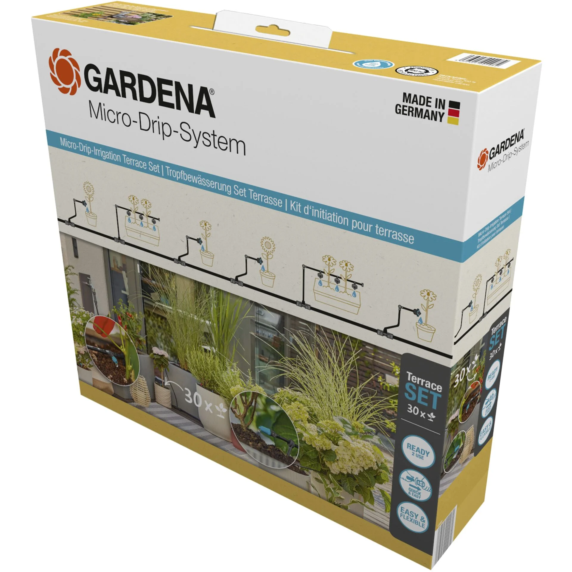 GARDENA Micro Drip System Set Terrasse  30 Pflanzen  Gartenbewaesserung