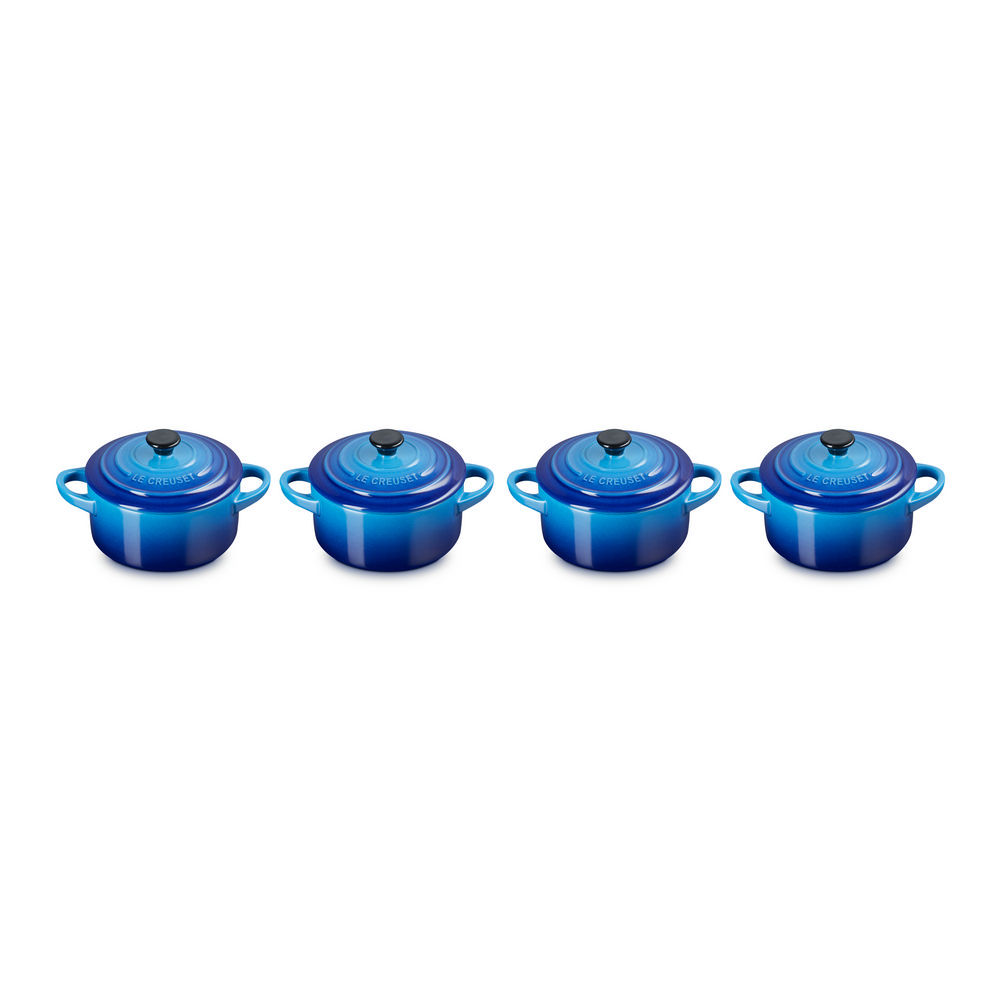 Le Creuset Mini Schmortoepfe Mini Cocotte  4 tlg   0 25 l  azure Pfannen & Toepfe