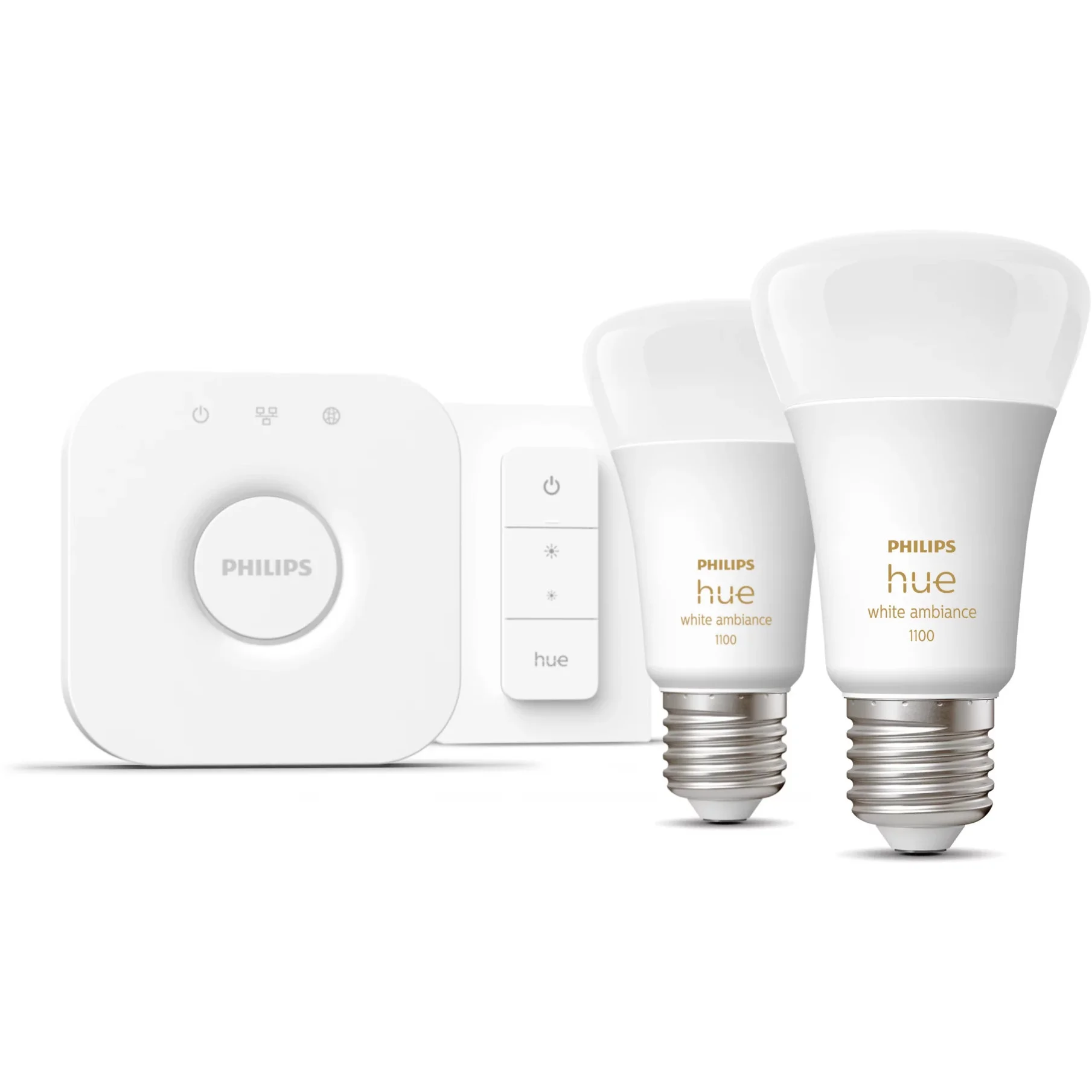 Philips Hue White ambience Starter Set  E27 Lampe A60 Doppelpack   Dimmschalter Leuchtmittel & Lampen
