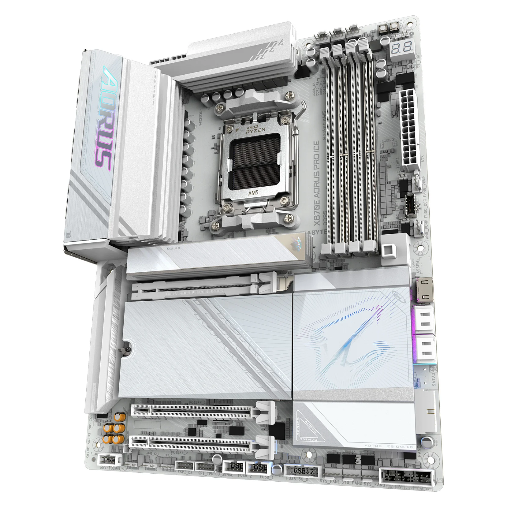 GIGABYTE X870E AORUS PRO ICE Motherboard   Unterstuetzt AMD Ryzen 9000 CPUs  16 2 2 Phasen Digital VRM  bis zu 8000MHz DDR5  OC   3xPCIe 5 0   1xPCIe 4 0  Wi Fi 7  2 5GbE LAN  USB 4 PC-Zubehoer