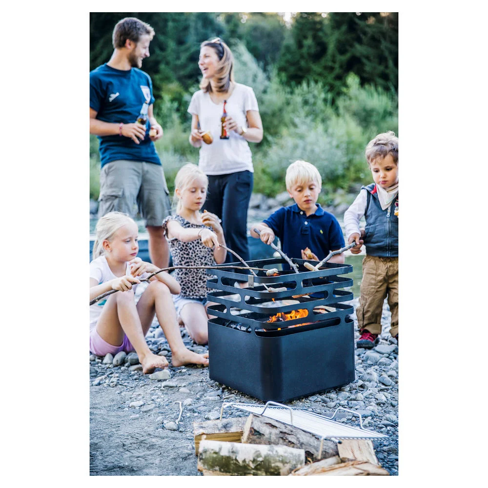 Hoefats Feuerkorb Cube BBQ Set mit Grillrost Grills