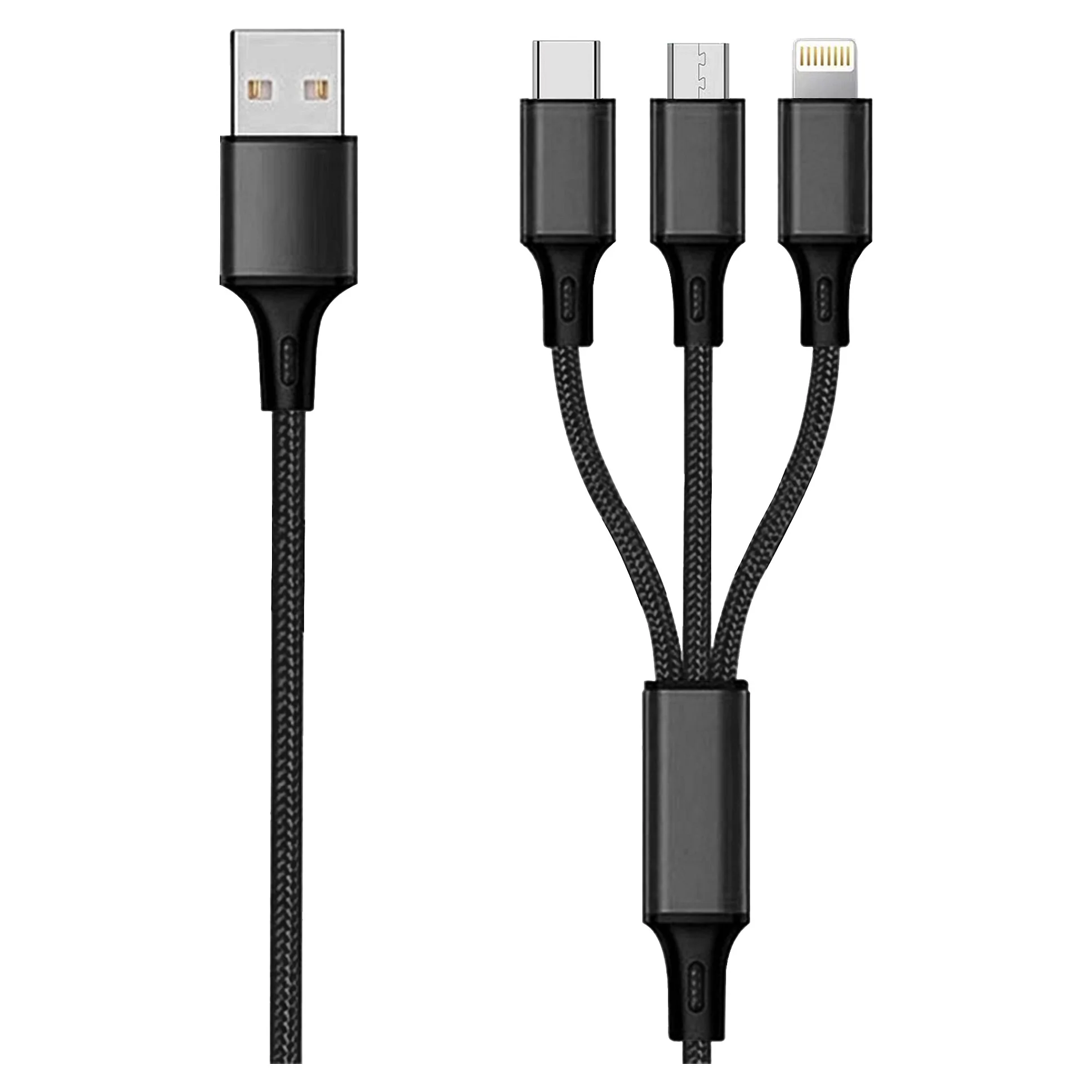 2GO 3in1 USB Ladekabel Micro USB Lightn  USB C Nylon 3m sw Notebook & Tablet Zubehoer