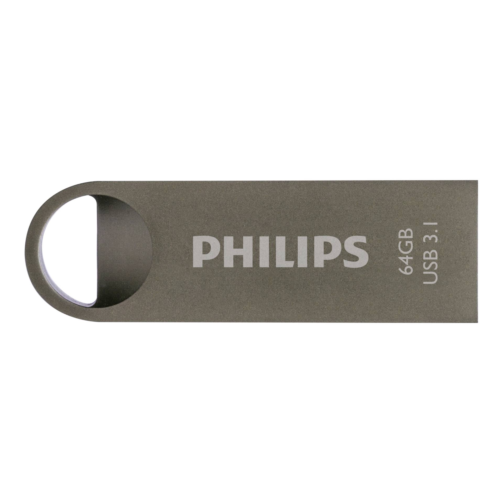Philips Moon edition 3 1 USB Stick 64 GB USB Typ A 3 2 Gen 1  3 1 Gen 1  Grau Speichermedien