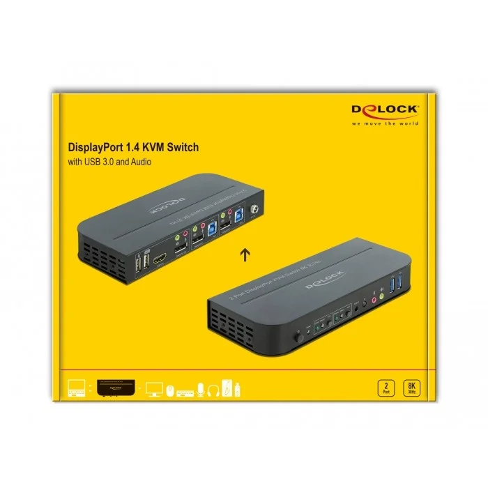 DeLOCK displayport 1 4 kvm switch 8k 30hz mit usb 3 0 und audio PC-Zubehoer