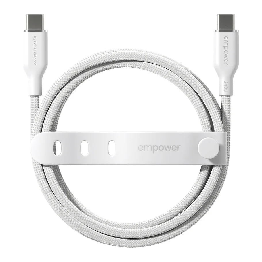 PanzerGlass empower  by   Racing 240W USB C to USB C Kabel   USB 2 0   2M   Silber Weiss Akkus Powerbanks & Kabel