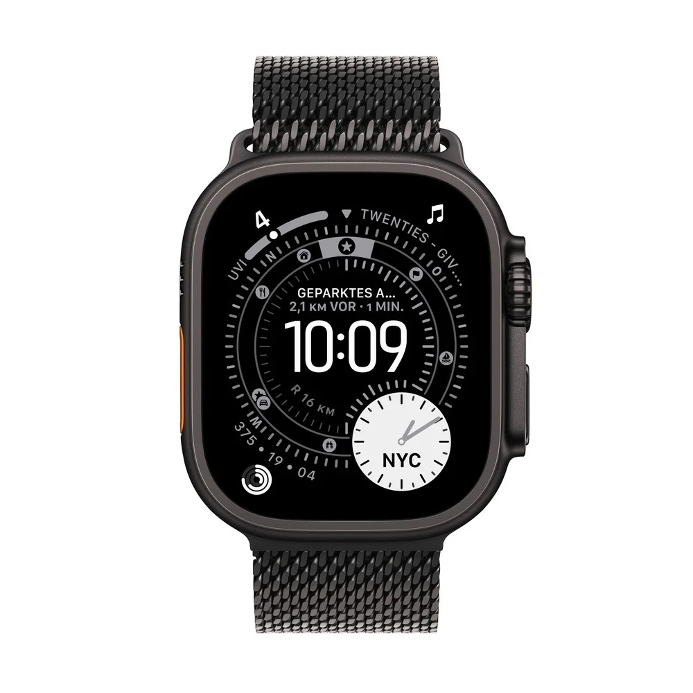 Apple Watch Ultra 3 Titanium Cellular 49mm Schwarz  Milanaise Titan schwarz  Large Smartwatches & Fitnesstracker