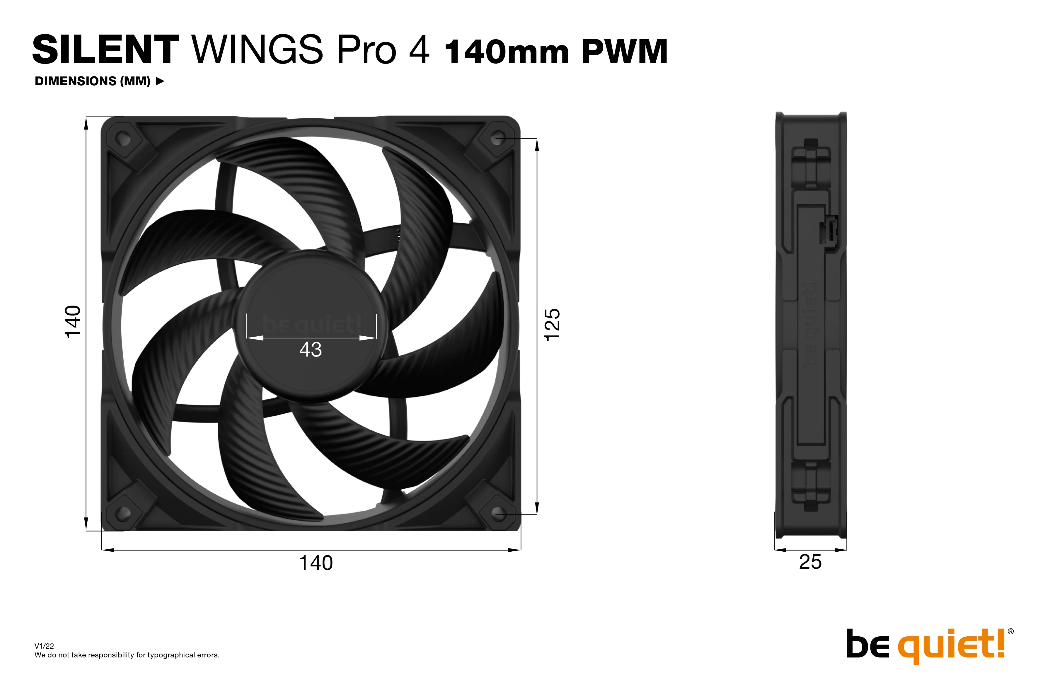 be quiet  SILENT WINGS PRO 4   140mm PWM Computergehaeuse Ventilator 14 cm Schwarz 1 Stueck e  PC-Komponenten