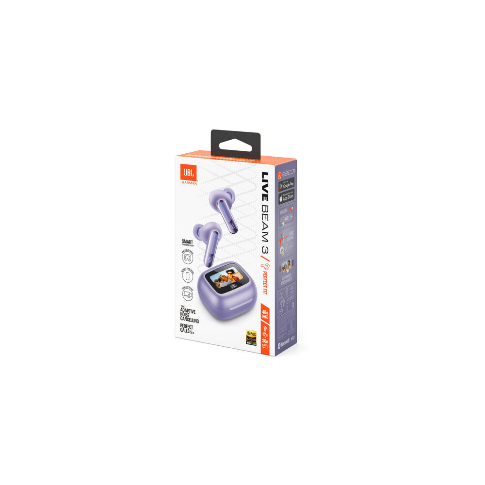 JBL Noise Canceling Earbuds LIVE Beam 3  Wireless Charging  Smart Case  Lila Kopfhoerer