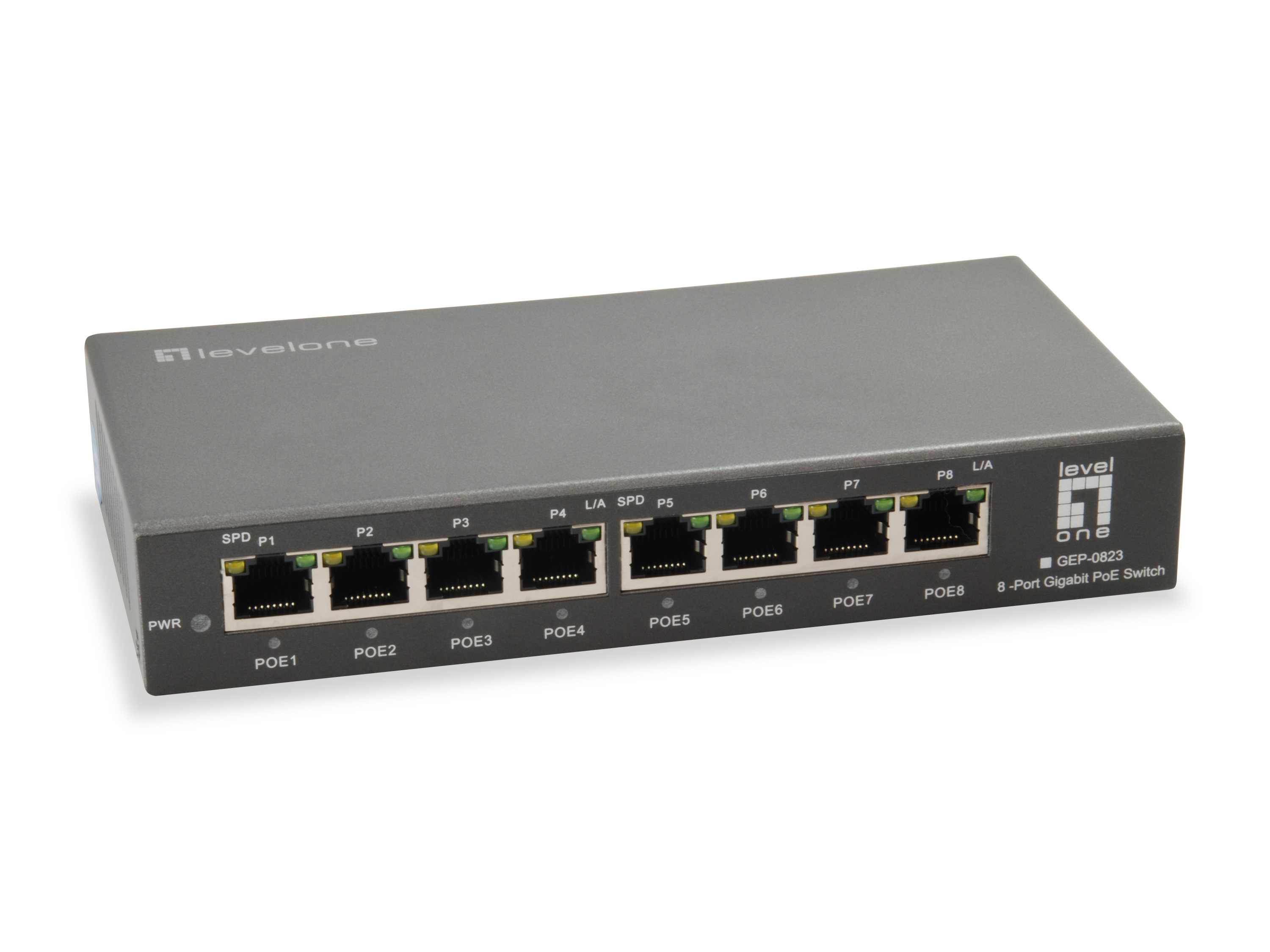LevelOne GEP 0823 Netzwerk Switch Gigabit Ethernet  10 100 1000  Power over Ethernet  PoE  Schwarz Switches