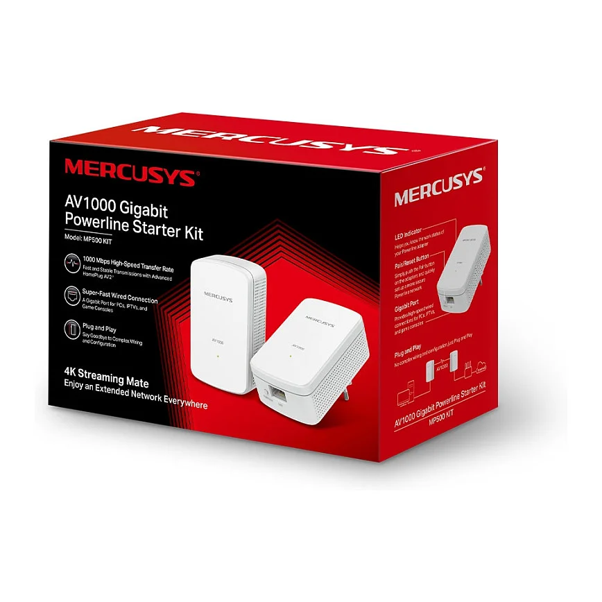 TP Link Mercusys MP500 KIT AV1000 Gigabit Powerline Starter Kit