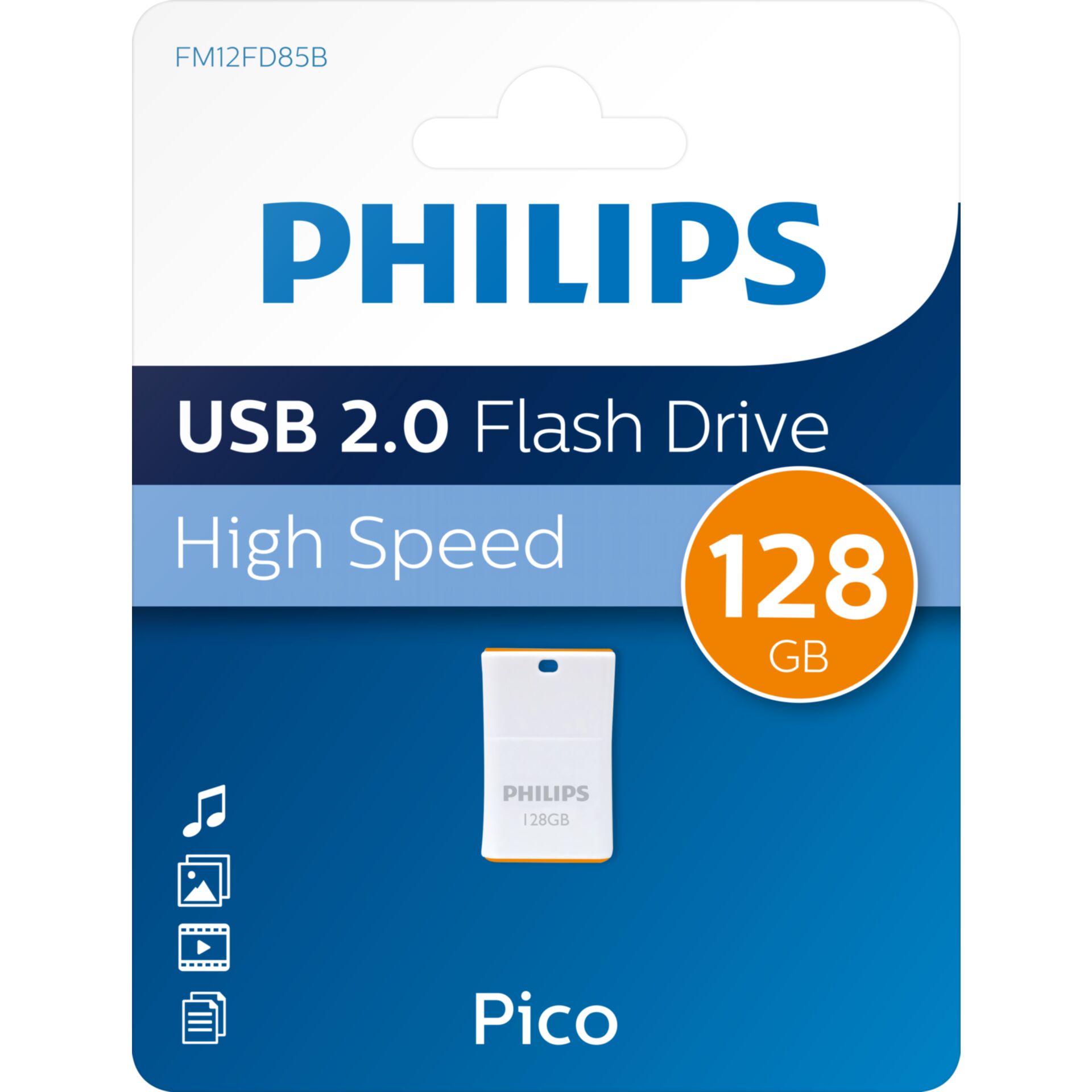 Philips Pico USB Stick 128 GB USB Typ A 2 0 Orange  Weiss Speichermedien