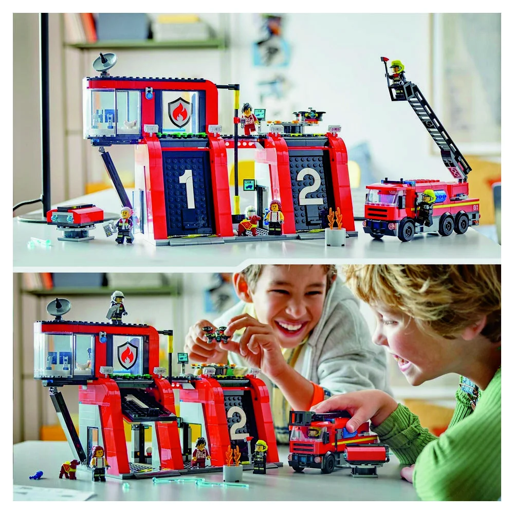 LEGO City Feuerwehrstation mit Drehleiterfahrzeug 60414