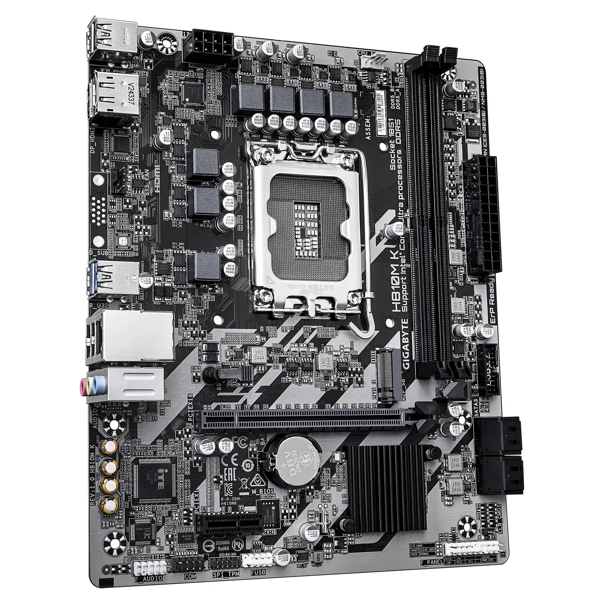 GIGABYTE H810M K Mainboard   Intel Core Ultra  Serie 2  Prozessoren  3 1 2 Phasen VRM  bis zu 6400 MHz DDR5  1 x M 2 PCIe 4 0  1 GbE LAN  USB 3 2 Gen 1 PC-Komponenten