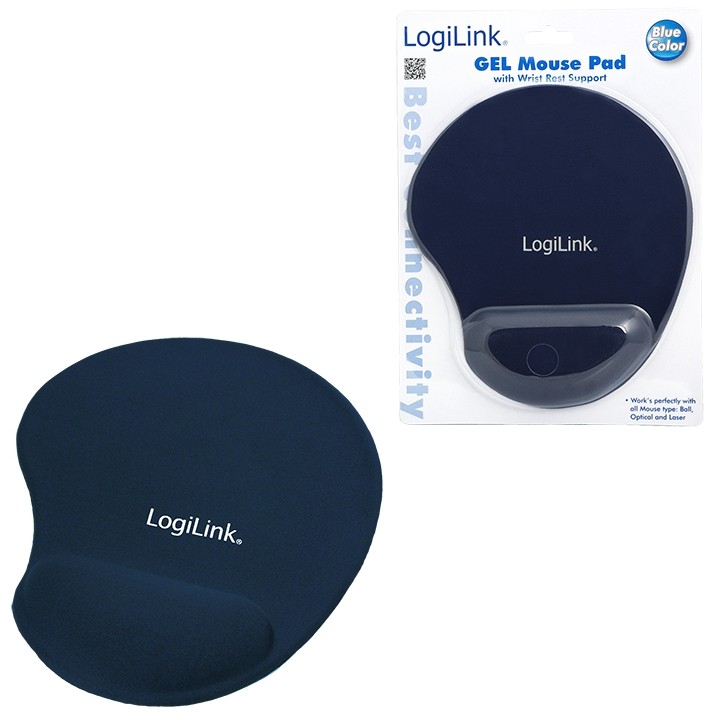 LogiLink Mauspad mit Silikongel Handballenauflage Blau Tastaturen & Maeuse