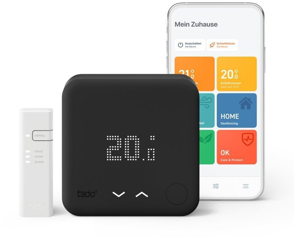 tado  Smartes Heizkoerper Thermostat Starter Kit V3   schwarz  Heizkoerperthermostate Heizungssteuerung