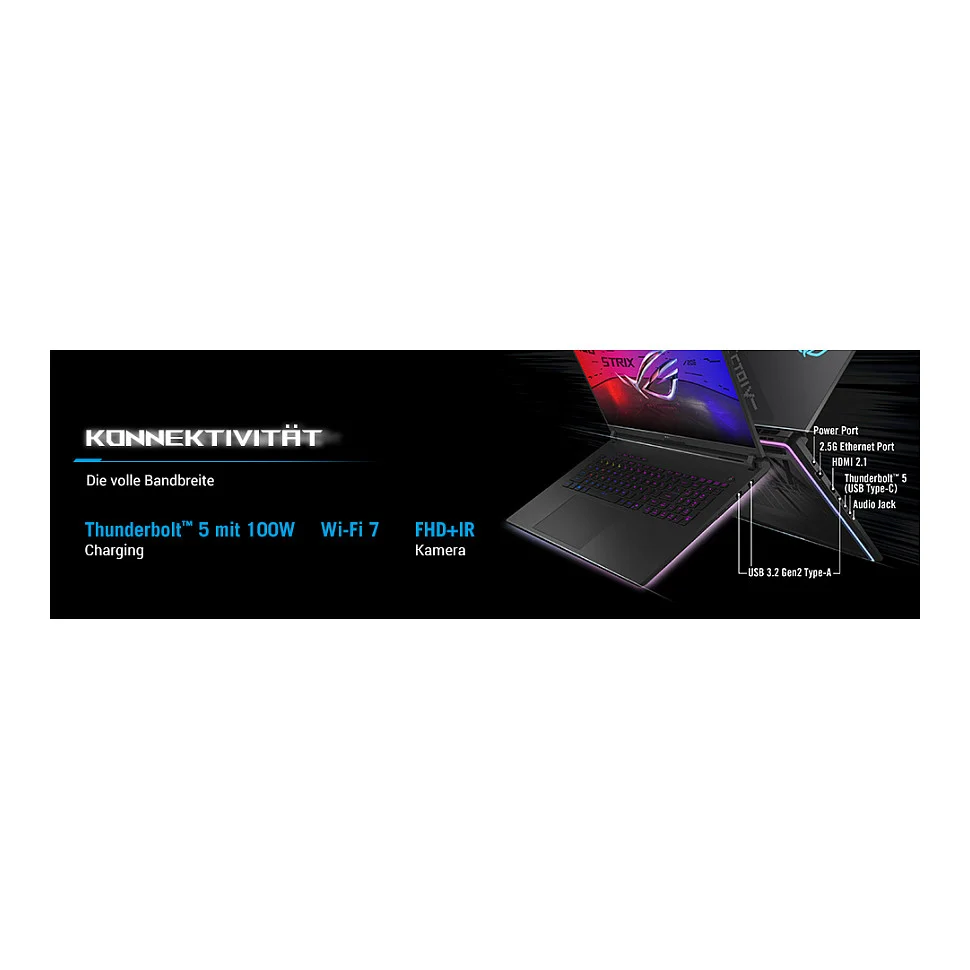 ASUS ROG Strix SCAR 18 G835LX SA008W Intel Core Ultra 9 275HX Laptop 45 7 cm  18   WQXGA 64 GB DDR5 SDRAM 2 TB SSD NVIDIA GeForce RTX 5090 Wi Fi 7  802 11be  Windows 11 Home Deutsch Schwarz Notebooks & E-Book Reader