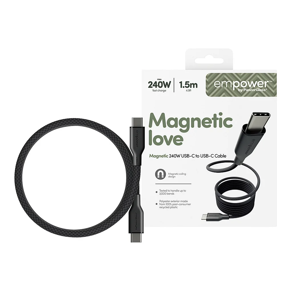 PanzerGlass empower  by   Magnetic 240W USB C to USB C Kabel   USB 2 0   1 5M   Weltall Schwarz Akkus Powerbanks & Kabel