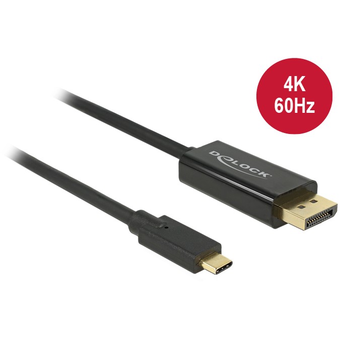 DeLOCK displayport 1 2   usb c  st st  2m adapterkabel 4k 60hz schwarz PC-Zubehoer