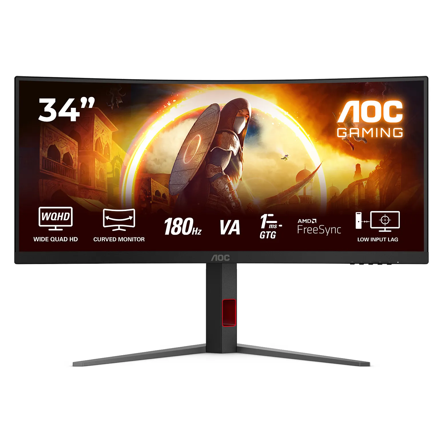 AOC 86cm 34Zoll  3440x1440  CU34G4 21 9 FastVA 0 5ms 180Hz HDMI DisplayPort Curved Freesync Premium HDR10 Black Monitore