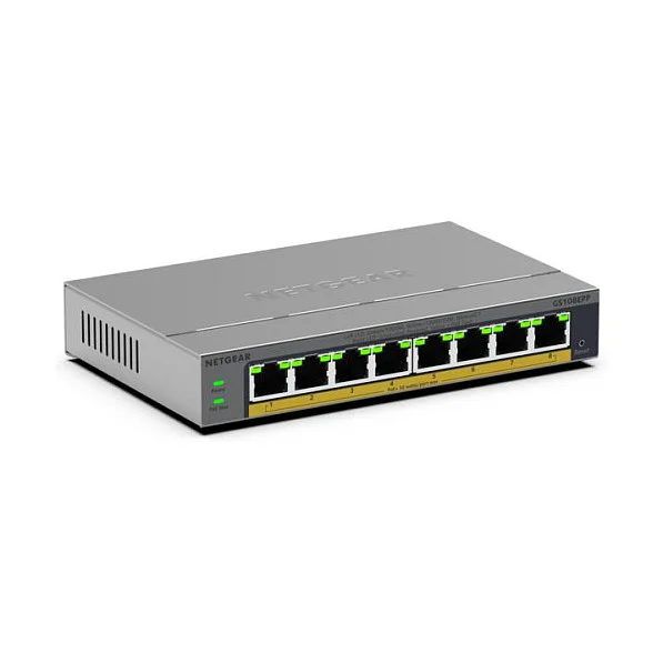 NETGEAR GS108EPP Unmanaged Gigabit Ethernet  10 100 1000  Power over Ethernet  PoE  Desktop  Wandmontage Grau Switches