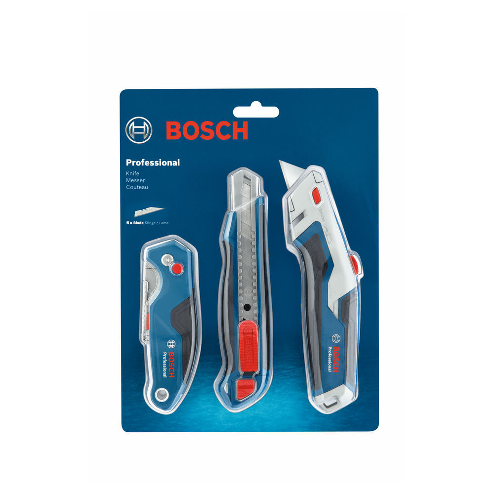 Bosch 1 600 A02 7M4 Teppichmesser Blau  Edelstahl Messer mit klappbarer Klinge Bohrer & Schrauber