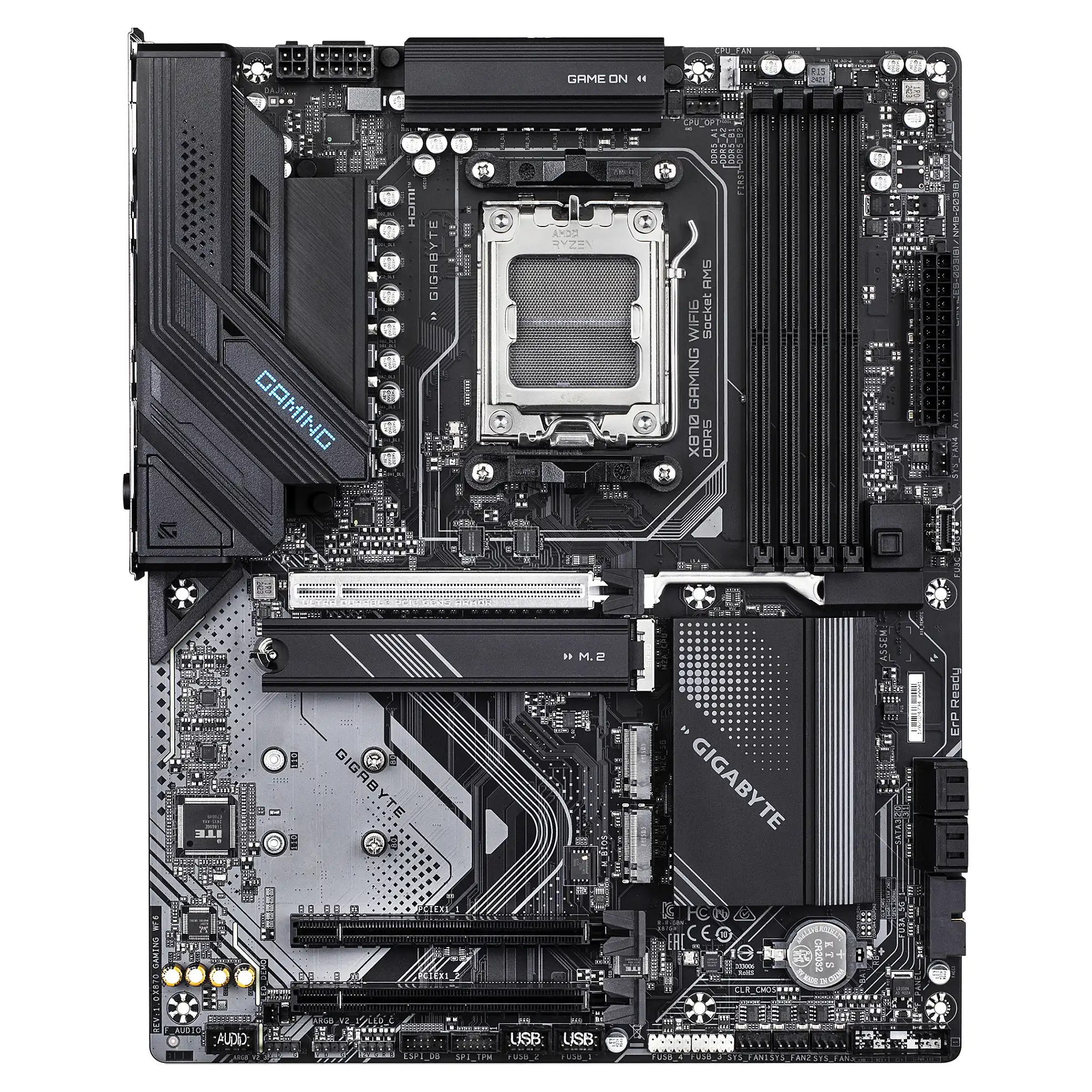 GIGABYTE X870 GAMING WIFI6 Mainboard   Unterstuetzt AMD Ryzen 9000 CPUs  8 2 2 Phasen VRM  bis zu 8000MHz DDR5  OC   1xPCIe 5 0   2xPCIe 4 0  Wi Fi 6  2 5GbE LAN  USB 4 PC-Zubehoer