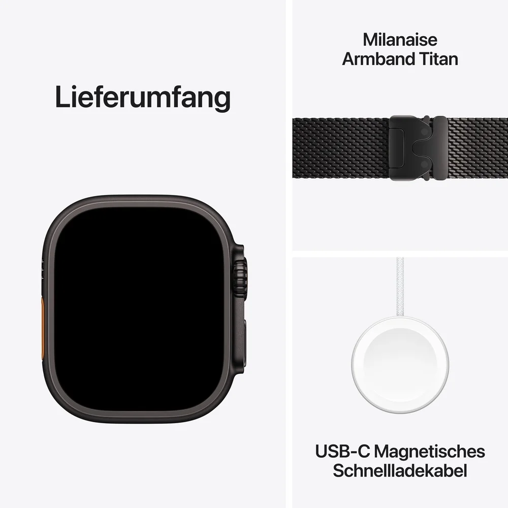 Apple Watch Ultra 3 49mm GPS 5G Titan Milanaise M schwarz Smartwatches & Fitnesstracker