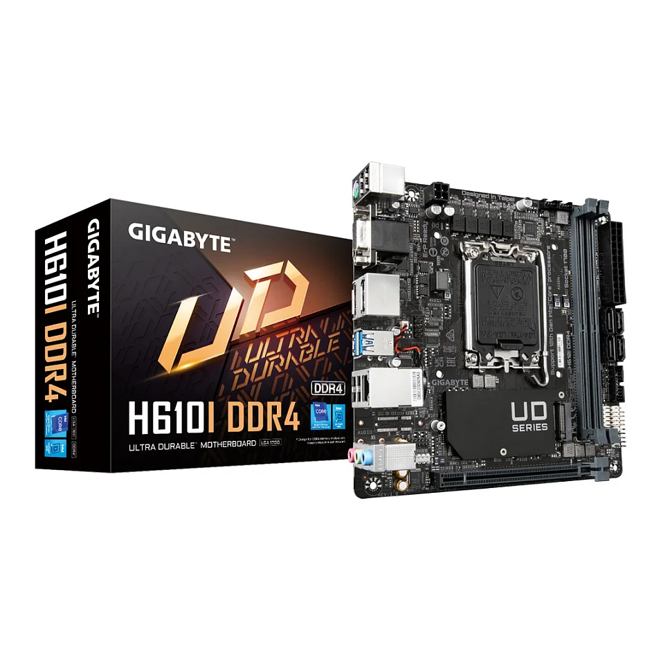 GIGABYTE H610I DDR4 Mainboard   Unterstuetzt Intel Core Prozessoren 14th CPUs  4 1 1 Hybrid Digital VRM  up to 3200MHz DDR4  1xPCIe 3 0 M 2  GbE LAN  USB 3 2 Gen 1 PC-Komponenten