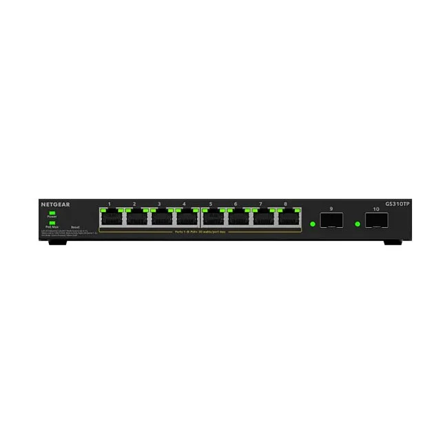 NETGEAR GS310TPv2 Managed L2 L3 Gigabit Ethernet  10 100 1000  Power over Ethernet  PoE  Desktop Schwarz Switches