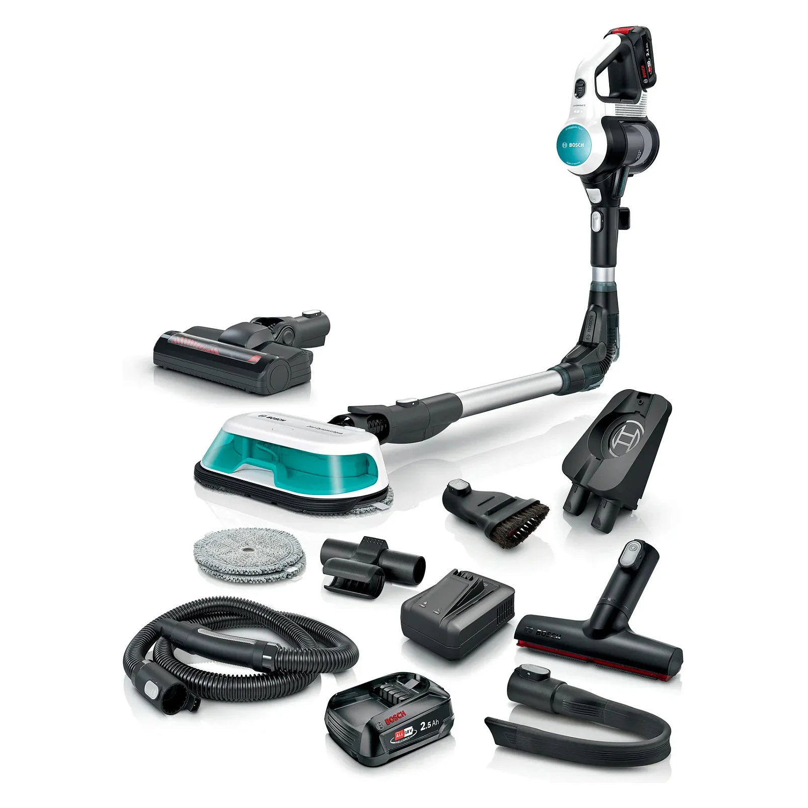 Bosch BSS712XHYG Stabstaubsauger Elektrischer Besen 2 in 1 Stabstaubsauger Akku Trocken HEPA Beutellos 0 3 l Aqua Farbe  Schwarz  Silber  Weiss 2 5 Ah Staubsauger & Reiniger
