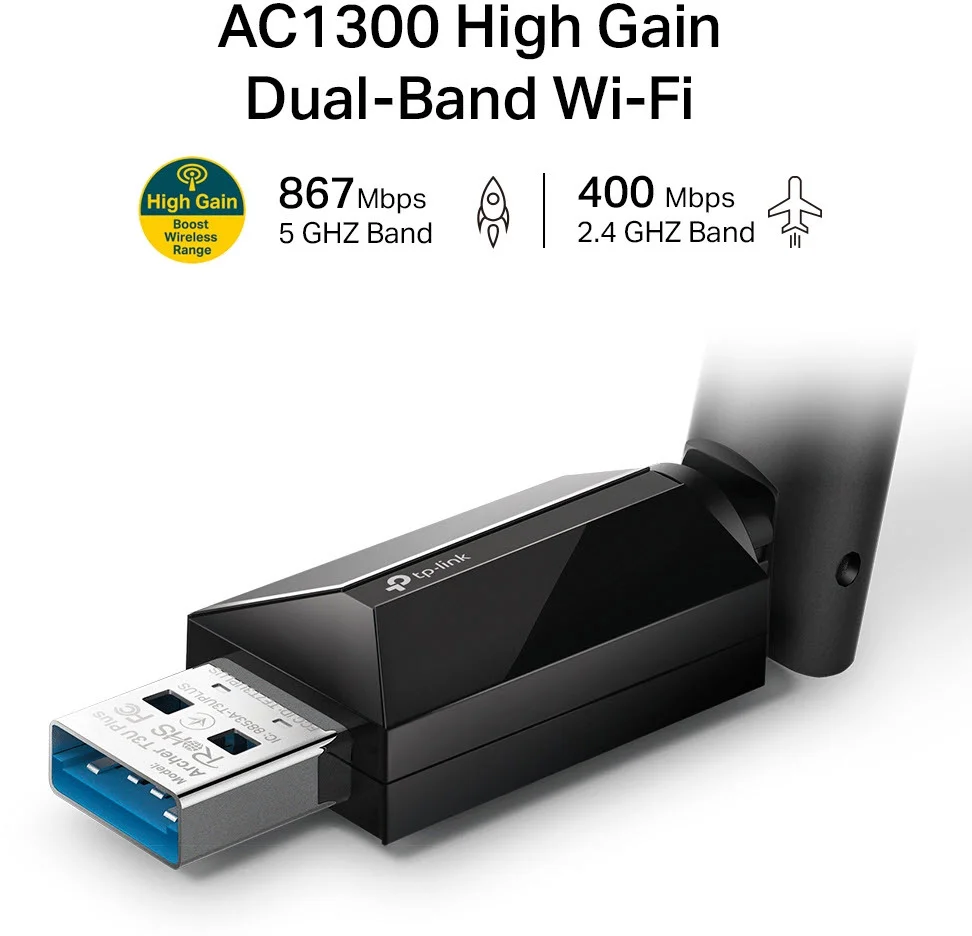 TP Link AC1300 High Gain Dualband USB WLAN Adapter Netzwerk-Adapter / Netzwerk-Karten