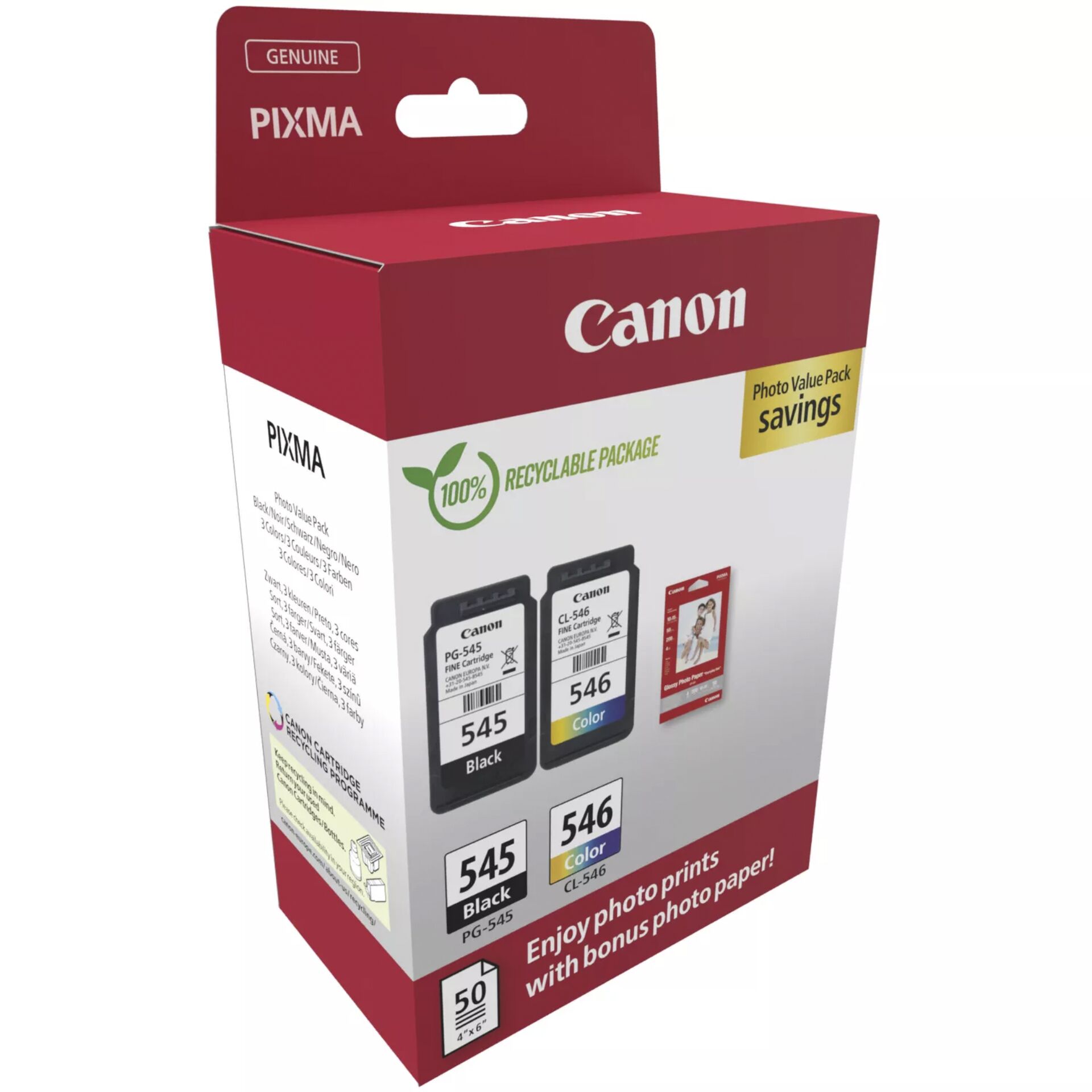 Canon Tinte PG 545 CL 546 8287B008 2er Multipack  BK Color  inkl  Fotopapier Drucker & Scanner