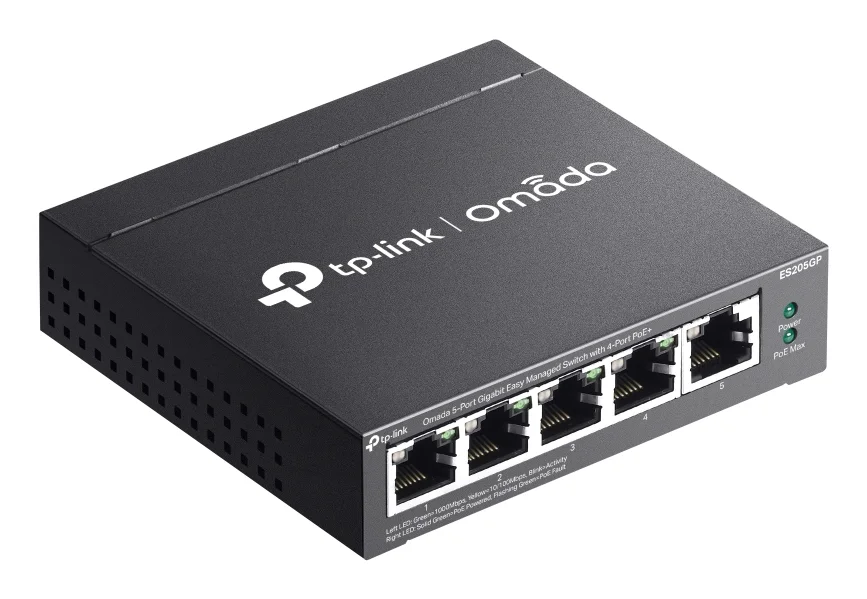 TP Link Omada ES205G 5 Port Gigabit Switch   Managed Ethernet Switch   Desktop   Black Switches