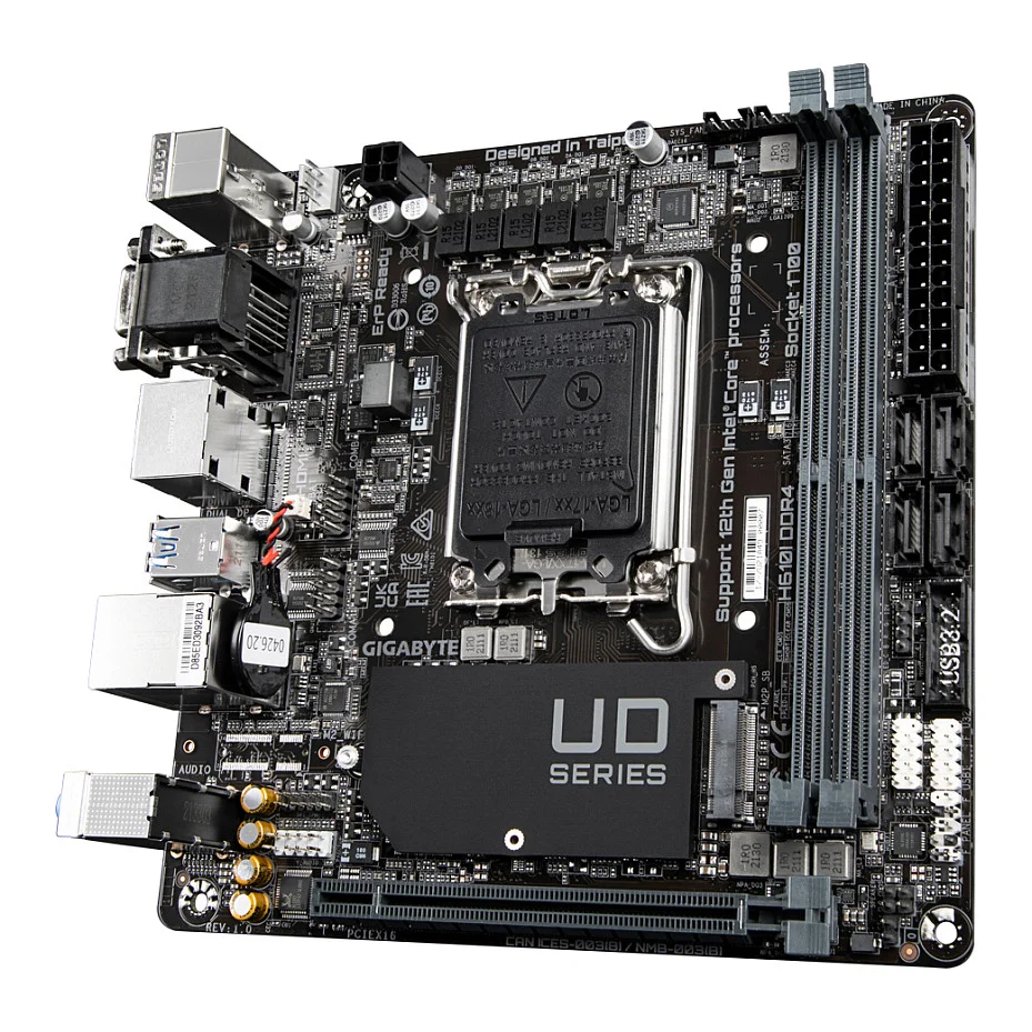 GIGABYTE H610I DDR4 Mainboard   Unterstuetzt Intel Core Prozessoren 14th CPUs  4 1 1 Hybrid Digital VRM  up to 3200MHz DDR4  1xPCIe 3 0 M 2  GbE LAN  USB 3 2 Gen 1 PC-Komponenten