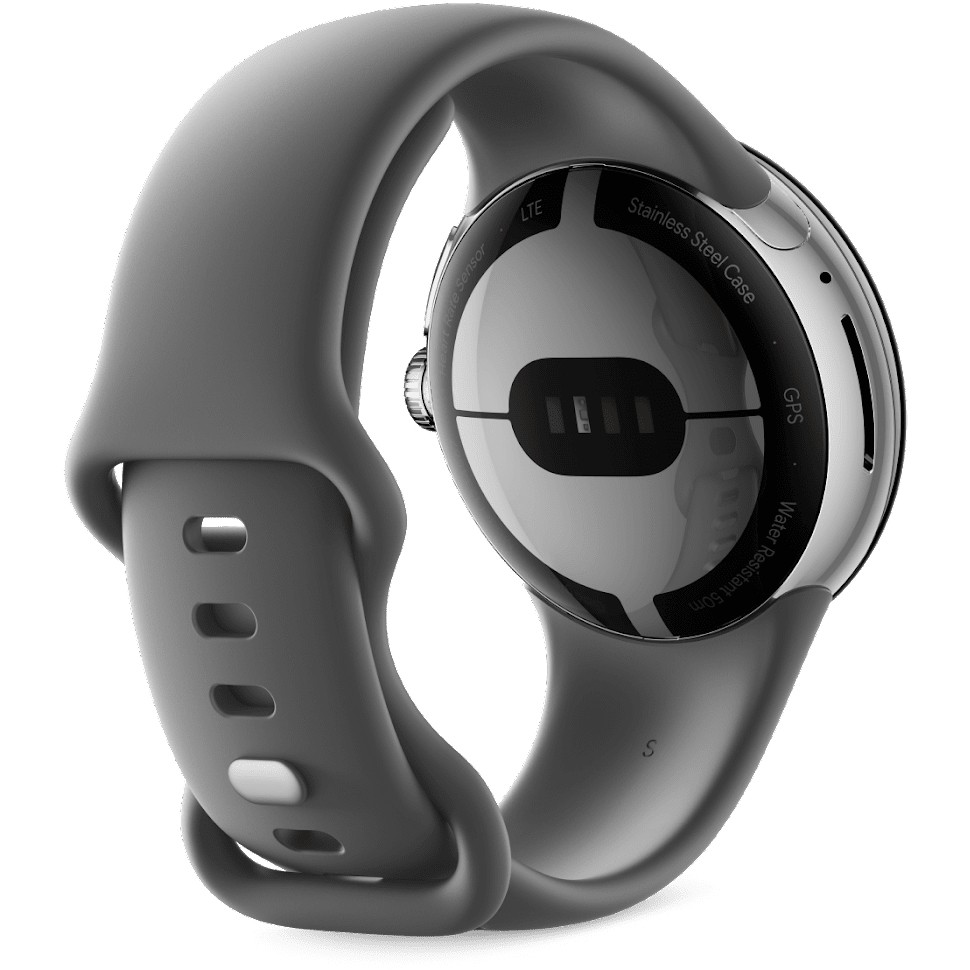 Google Pixel Watch polished silver stainless steel 41mm charcoal active band DE Smartwatches & Fitnesstracker