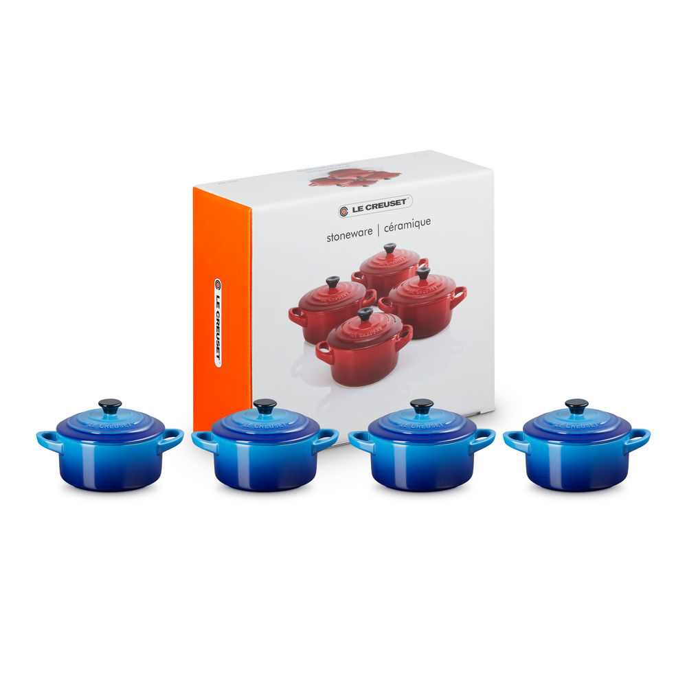 Le Creuset Mini Schmortoepfe Mini Cocotte  4 tlg   0 25 l  azure Pfannen & Toepfe