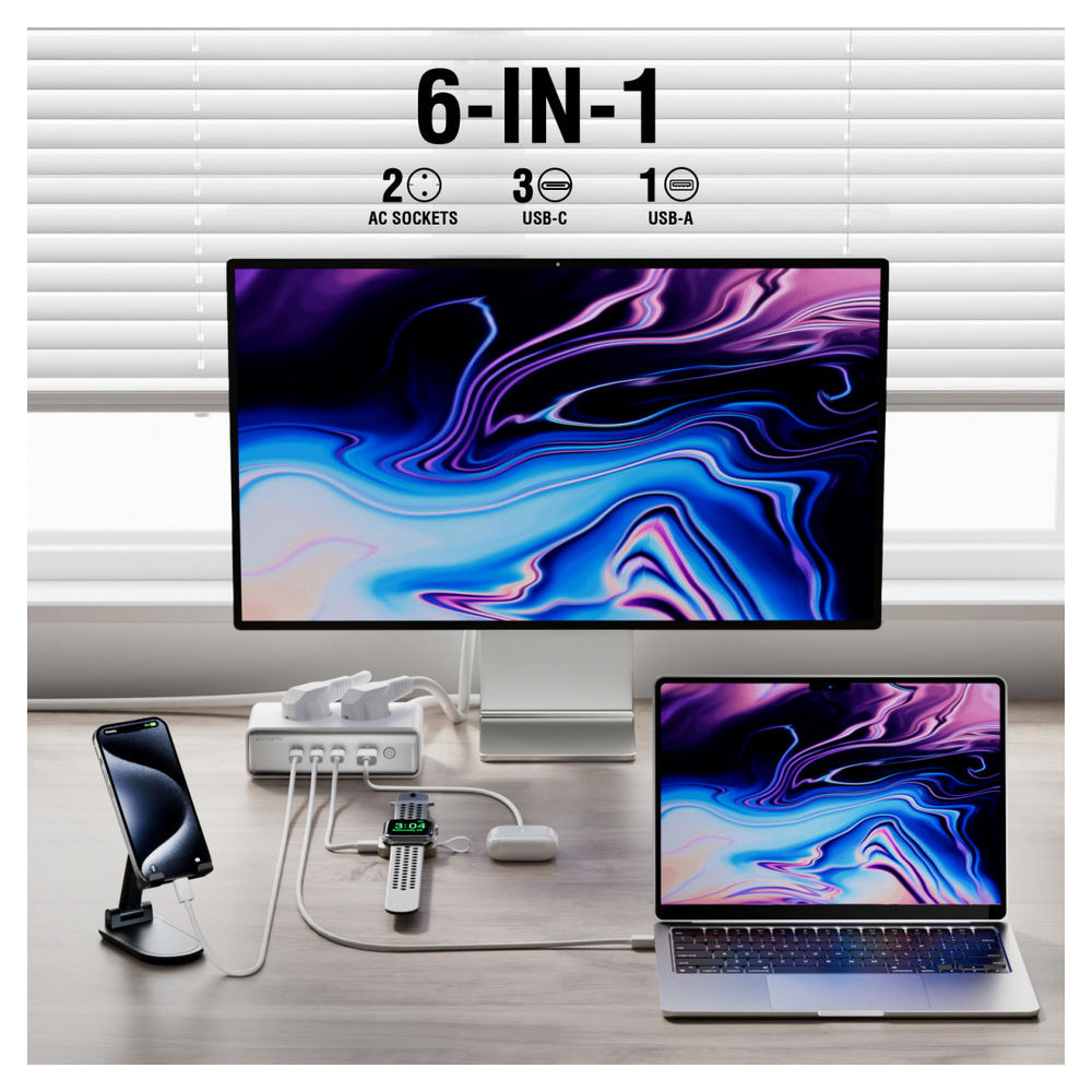 4SMARTS 6 in 1 Steckdosenleiste mit USB GaN 65W Home Office