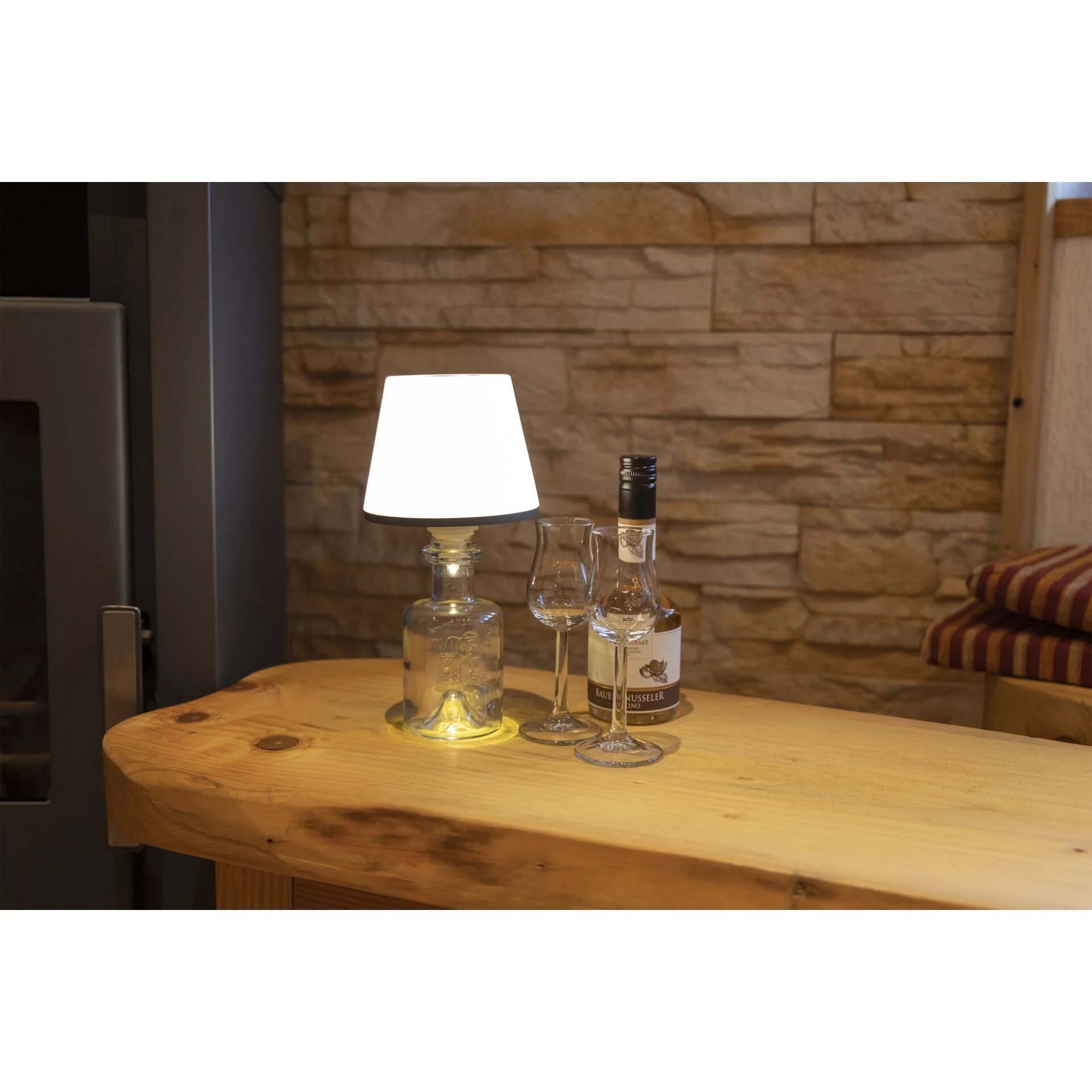 REV LED Flaschenleuchte mit Akku Lamprusco warmweiss RGB Wohnaccessoires