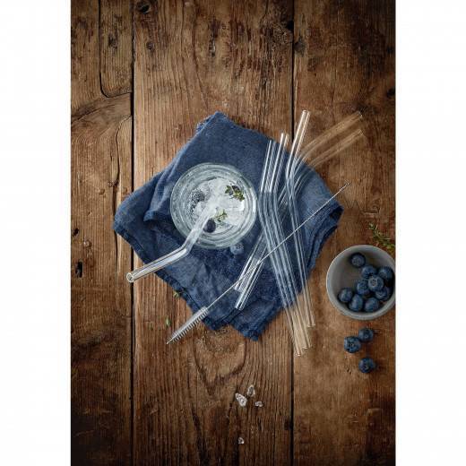 WMF 09 5169 2000 Wiederverwendbarer Trinkhalm Transparent Glas 6 Stueck e  Besteck & Aufbewahrung