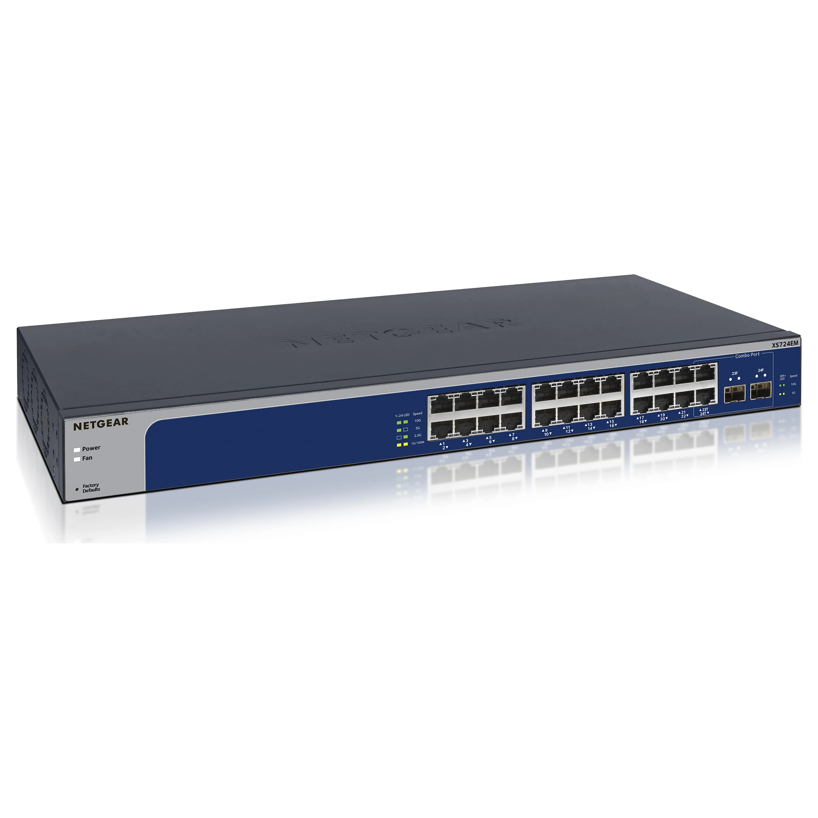 NETGEAR XS724EM Managed L2 10G Ethernet  100 1000 10000  1U Blau  Grau Switches