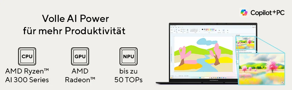 ASUS Zenbook 14 OLED UM3406KA QD139W Copilot  PC AMD Ryzen AI 7 350 Laptop 35 6 cm  14   WUXGA 32 GB LPDDR5x SDRAM 1 TB SSD Wi Fi 6E  802 11ax  Windows 11 Home Deutsch Schwarz Notebooks & E-Book Reader