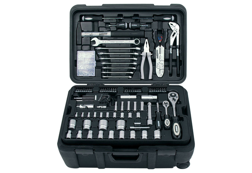 BRUeDER MANNESMANN Fahrbarer Werkzeugkoffer 122 tlg  Werkzeugsets