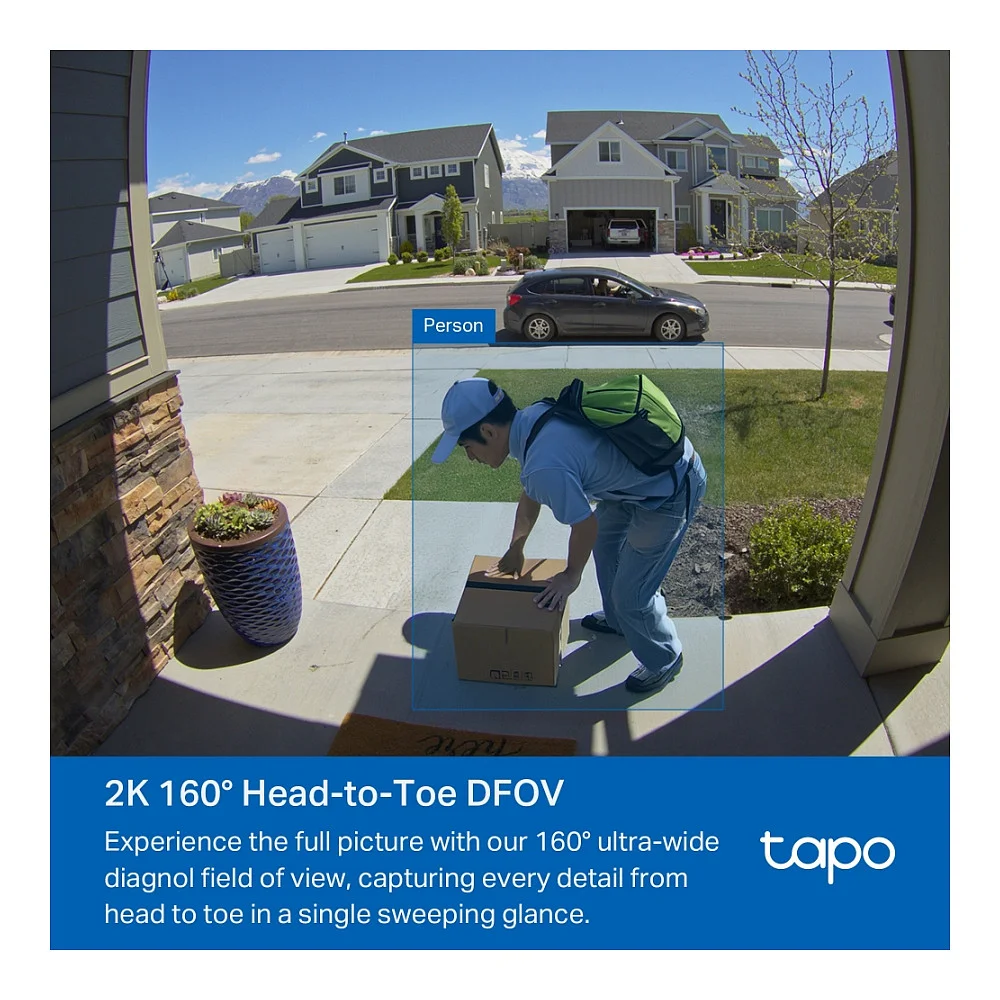 TP Link Tapo D210 Video Zugangssystem 3 MP Schwarz  Weiss Ueberwachungskameras